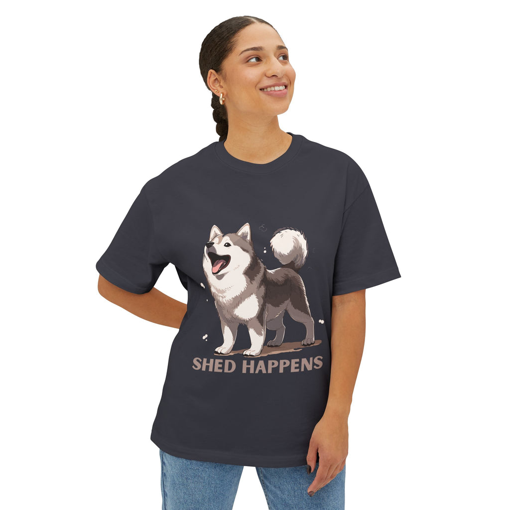 Funny Dog Lover's Unisex Boxy Tee – Shed Happens, Pet Gift, Dog Mom Shirt, Humorous T-Shirt, Oversized Casual Wear