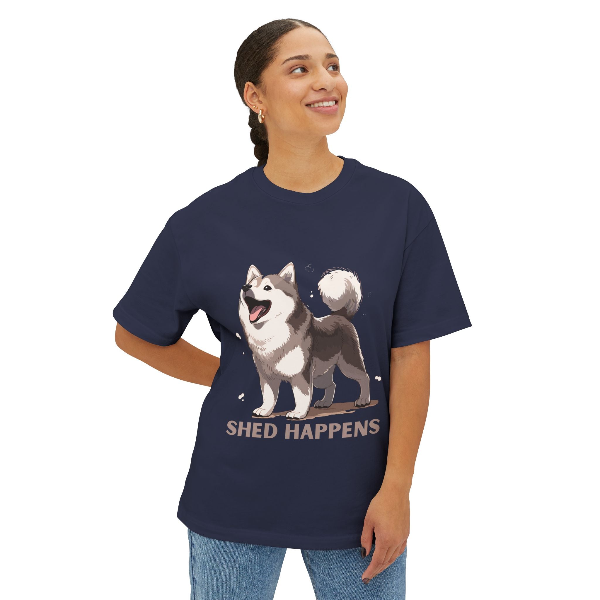 Funny Dog Lover's Unisex Boxy Tee – Shed Happens, Pet Gift, Dog Mom Shirt, Humorous T-Shirt, Oversized Casual Wear