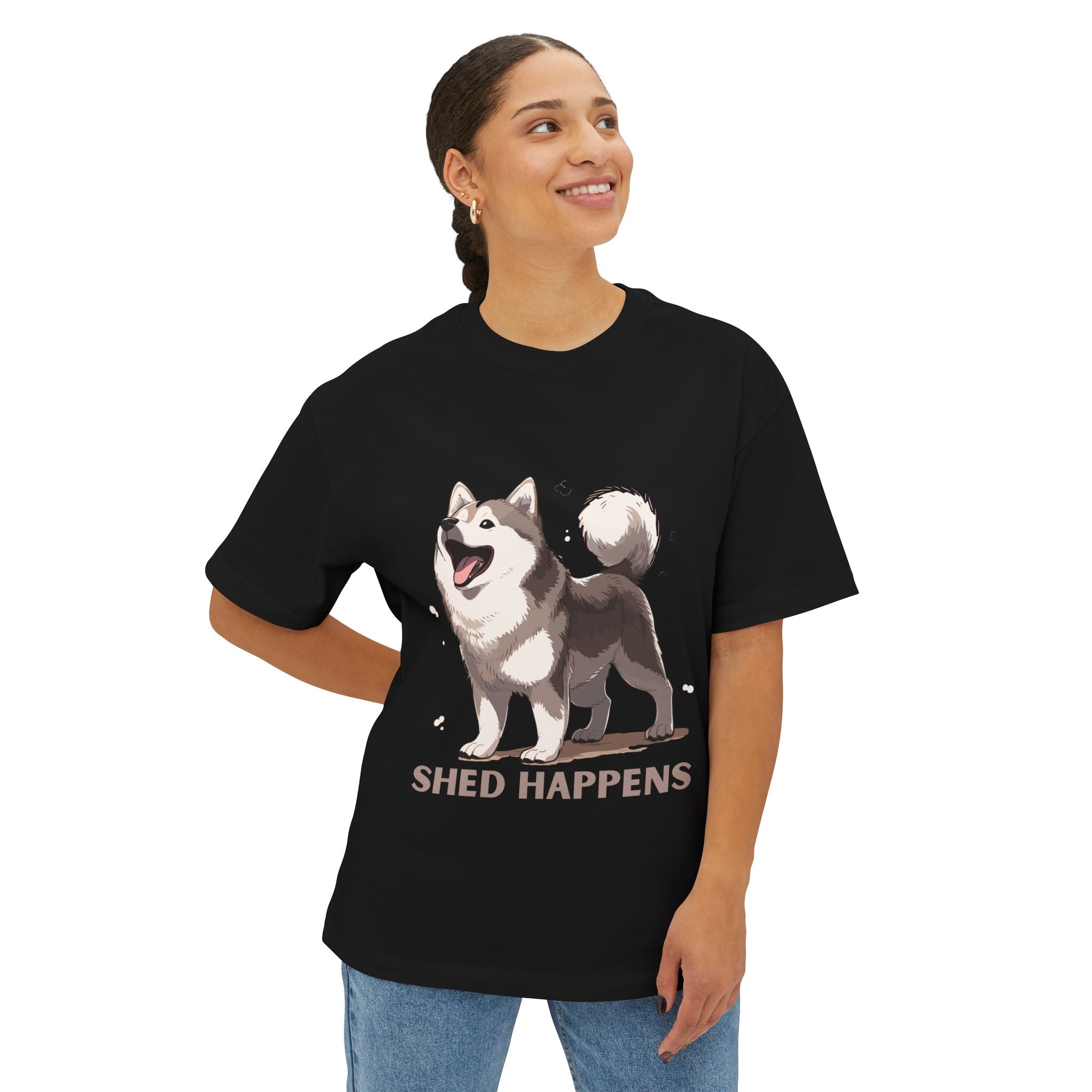 Funny Dog Lover's Unisex Boxy Tee – Shed Happens, Pet Gift, Dog Mom Shirt, Humorous T-Shirt, Oversized Casual Wear