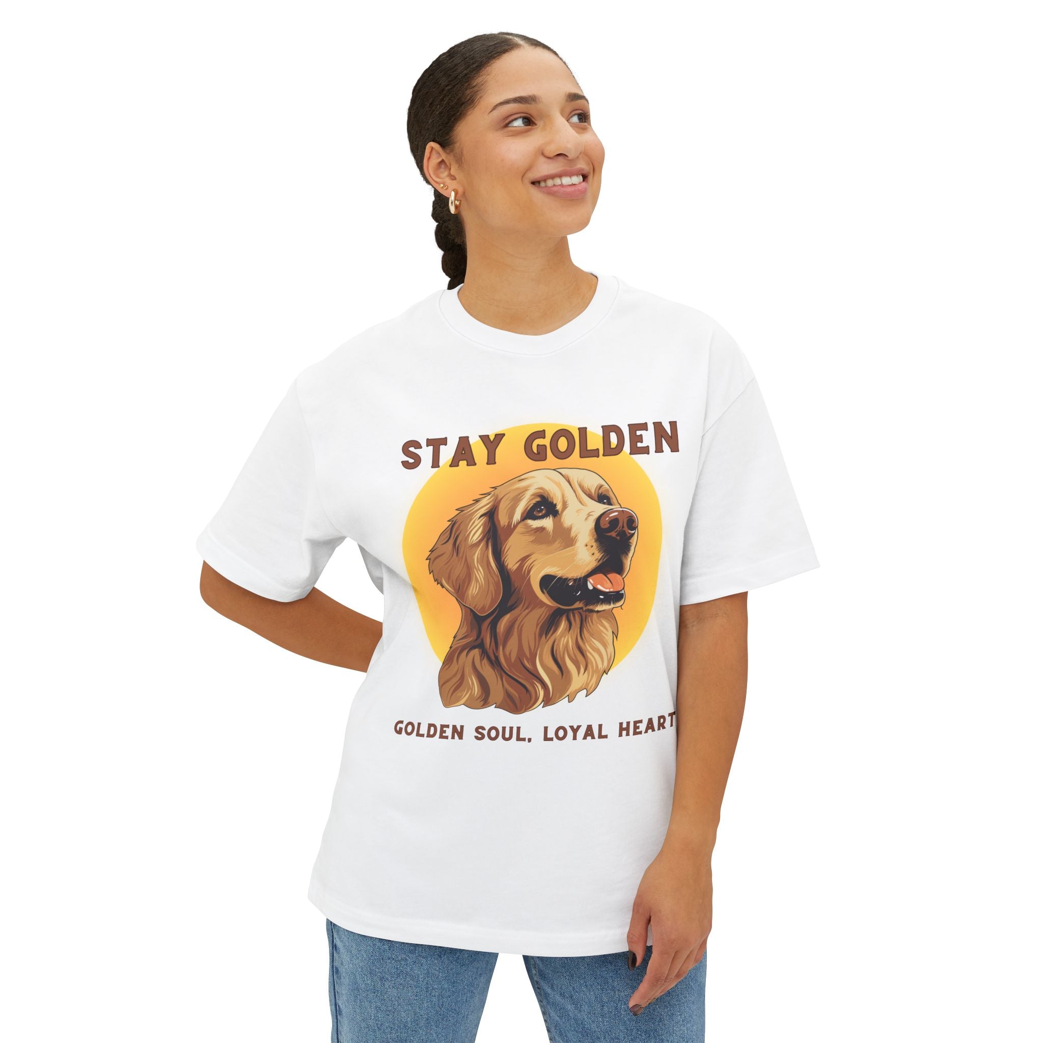Stay Golden Unisex Oversized Tee - Perfect for Dog Lovers, Casual Wear, Gifts
