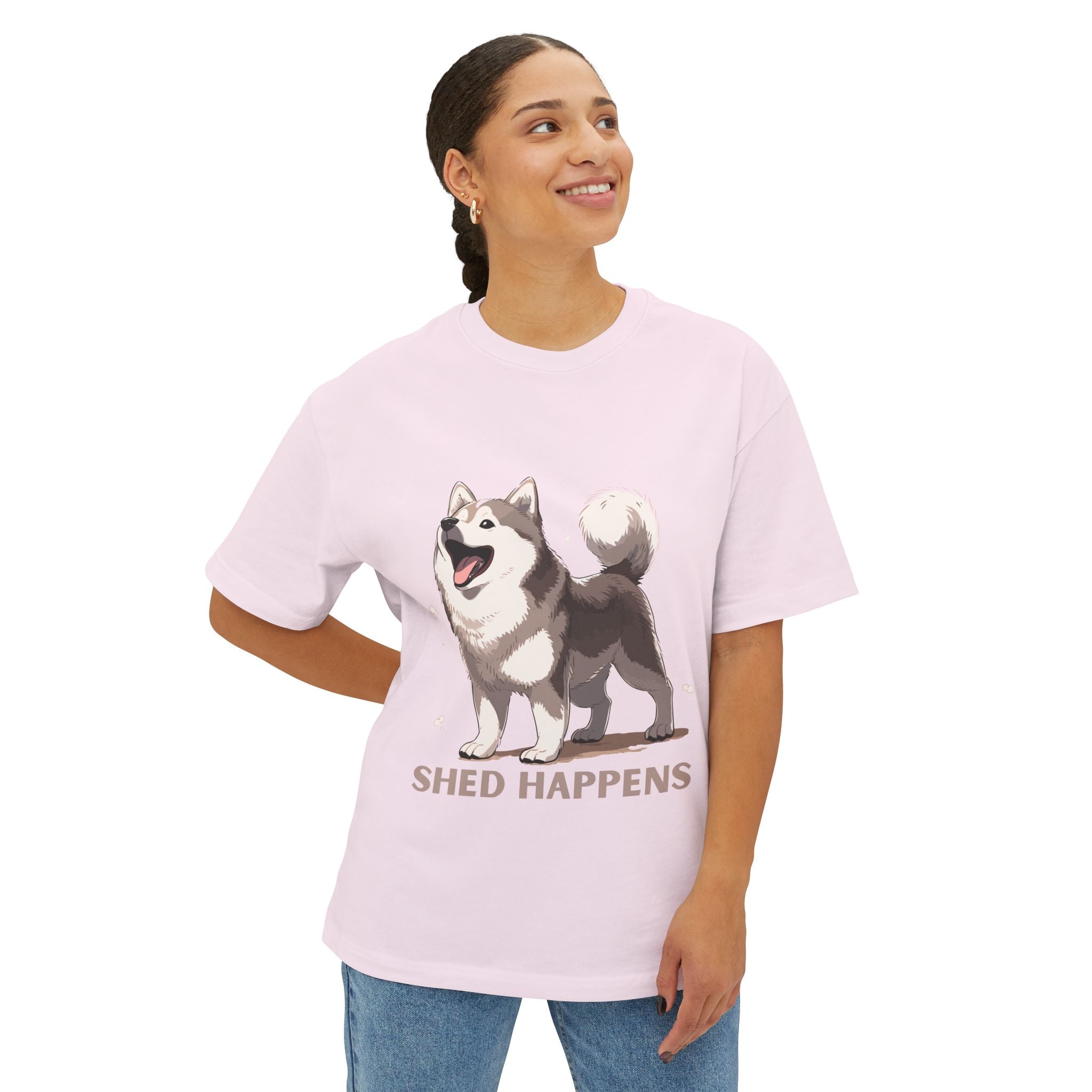 Funny Dog Lover's Unisex Boxy Tee – Shed Happens, Pet Gift, Dog Mom Shirt, Humorous T-Shirt, Oversized Casual Wear