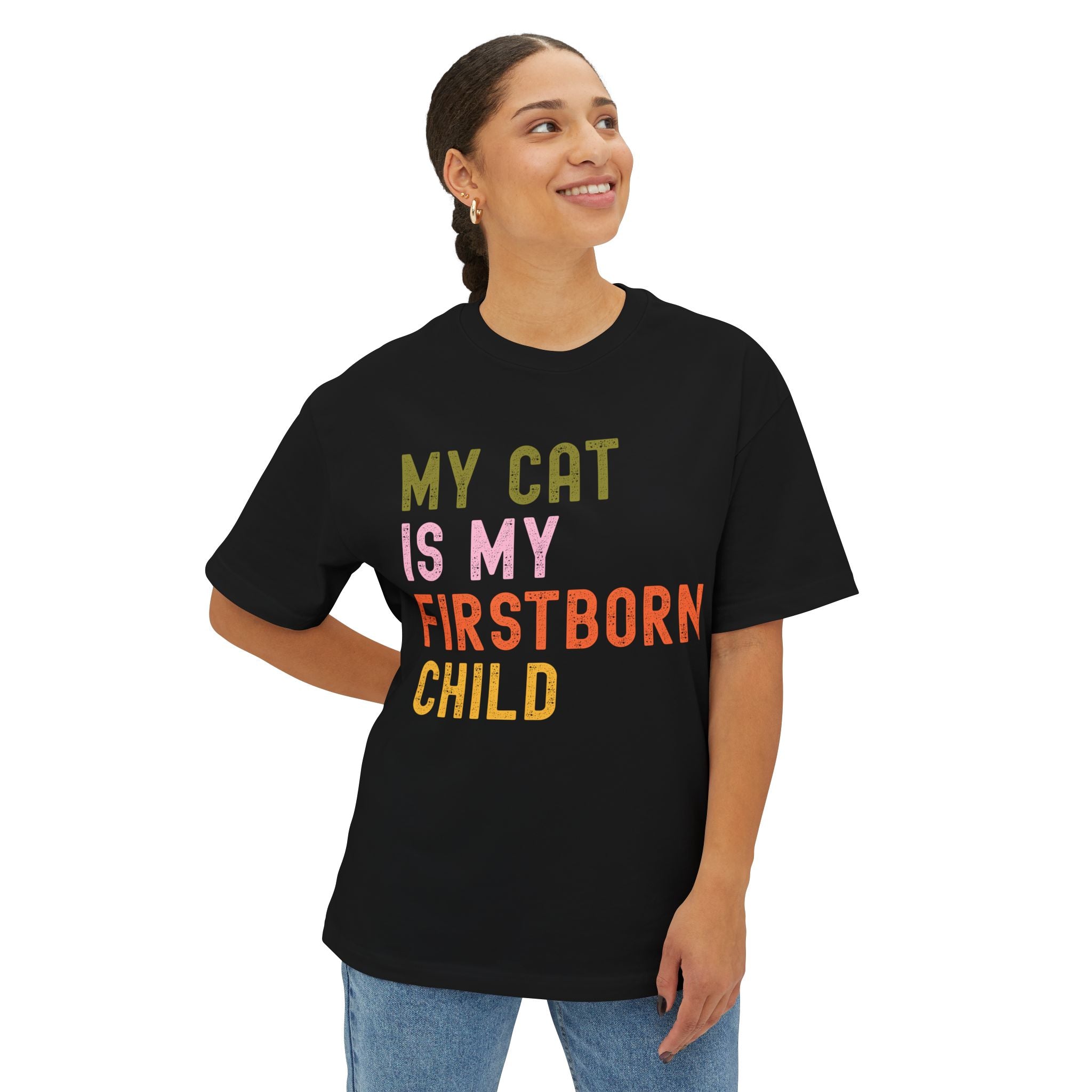 Funny Cat Lover's Unisex Oversized Tee - My Cat Is My Firstborn Child, Gift for Cat Owners, Relaxed Fit T-Shirt, Pet Lover Apparel, [...]