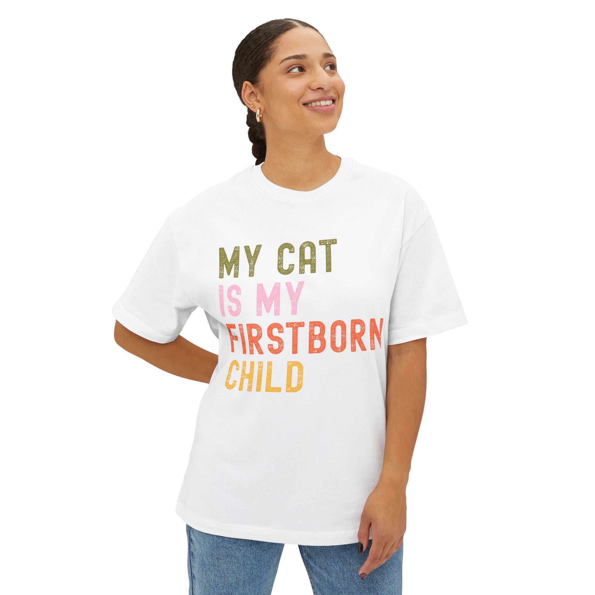 Funny Cat Lover's Unisex Oversized Tee - My Cat Is My Firstborn Child, Gift for Cat Owners, Relaxed Fit T-Shirt, Pet Lover Apparel, [...]