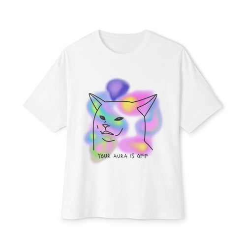 Colorful Cat Aura Graphic Tee - Unisex Oversized Boxy T-Shirt, Fun Gift for Cat Lovers, Casual Wear, Lounge Shirt, Quirky Animal Tee