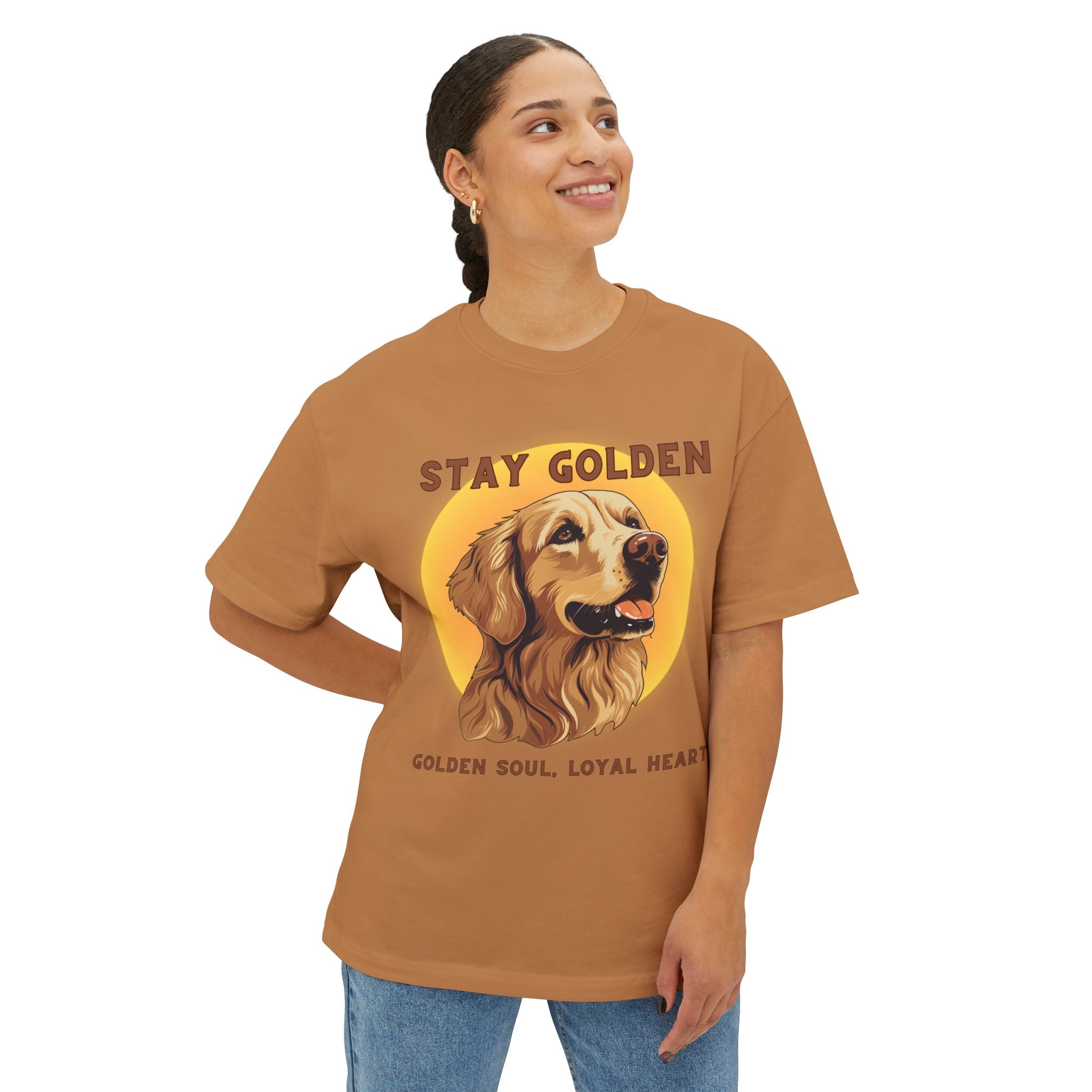 Stay Golden Unisex Oversized Tee - Perfect for Dog Lovers, Casual Wear, Gifts