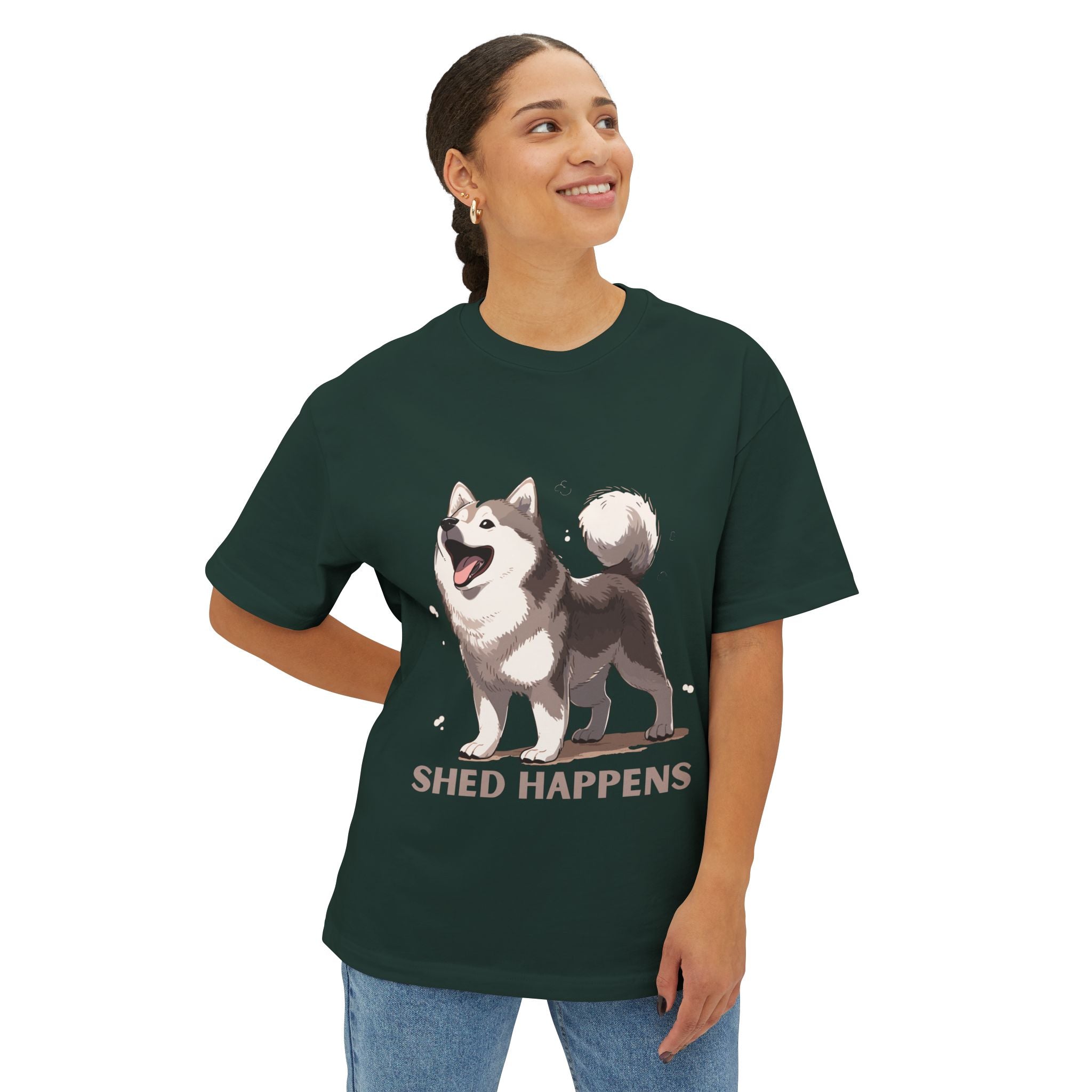 Funny Dog Lover's Unisex Boxy Tee – Shed Happens, Pet Gift, Dog Mom Shirt, Humorous T-Shirt, Oversized Casual Wear