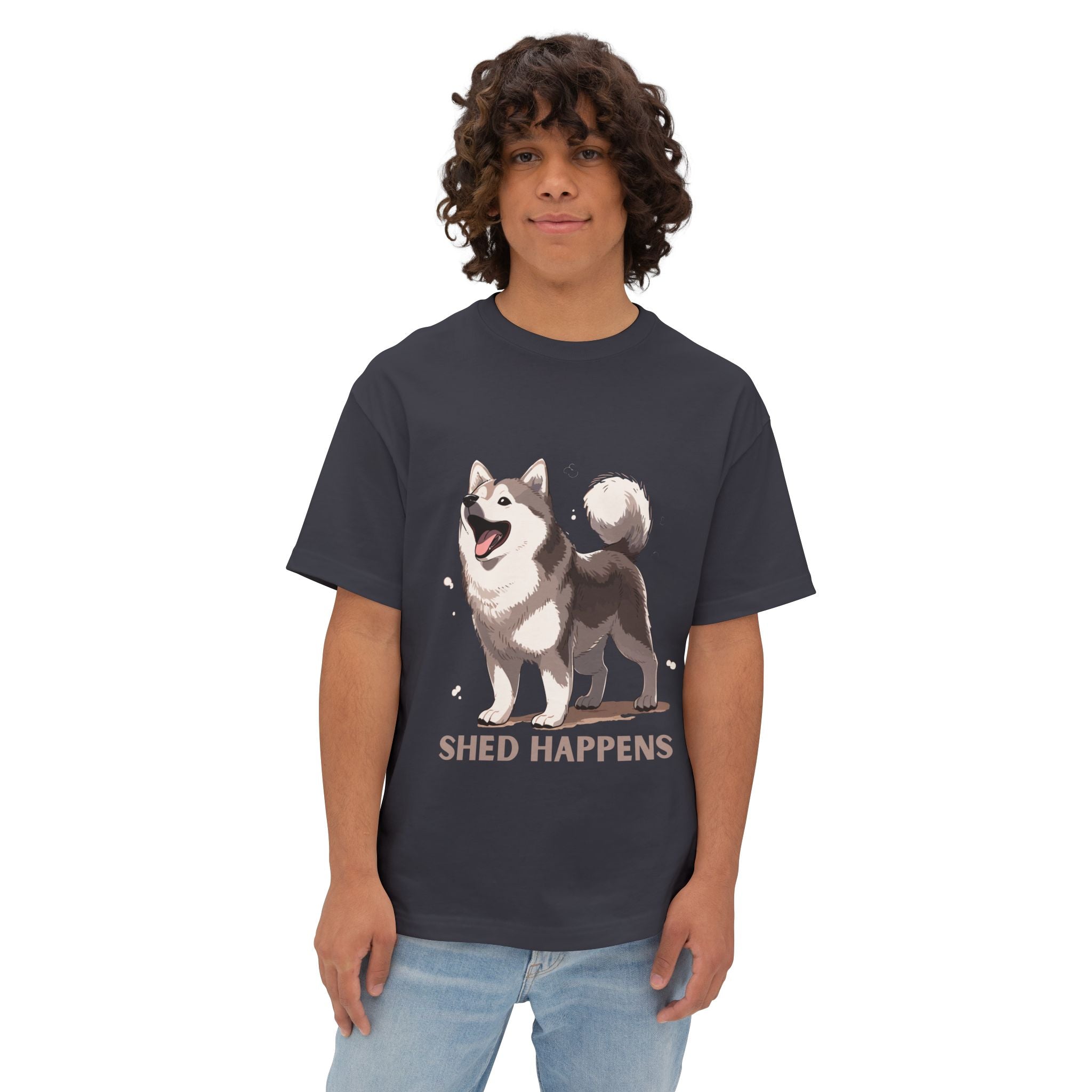 Funny Dog Lover's Unisex Boxy Tee – Shed Happens, Pet Gift, Dog Mom Shirt, Humorous T-Shirt, Oversized Casual Wear
