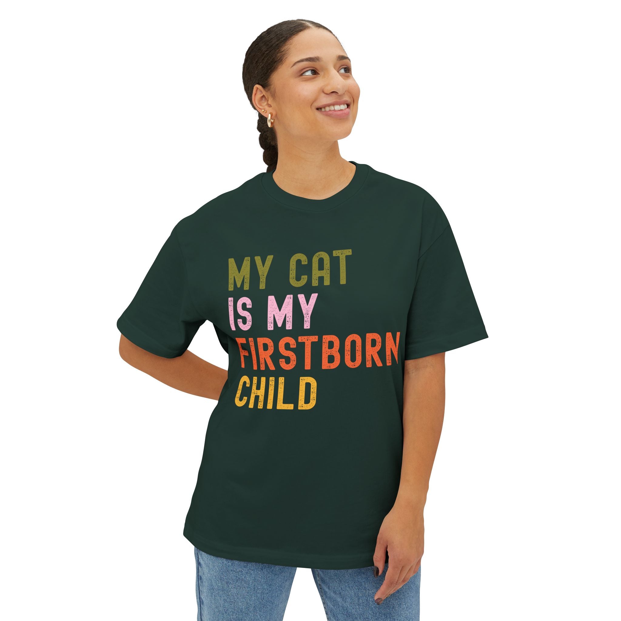 Funny Cat Lover's Unisex Oversized Tee - My Cat Is My Firstborn Child, Gift for Cat Owners, Relaxed Fit T-Shirt, Pet Lover Apparel, [...]