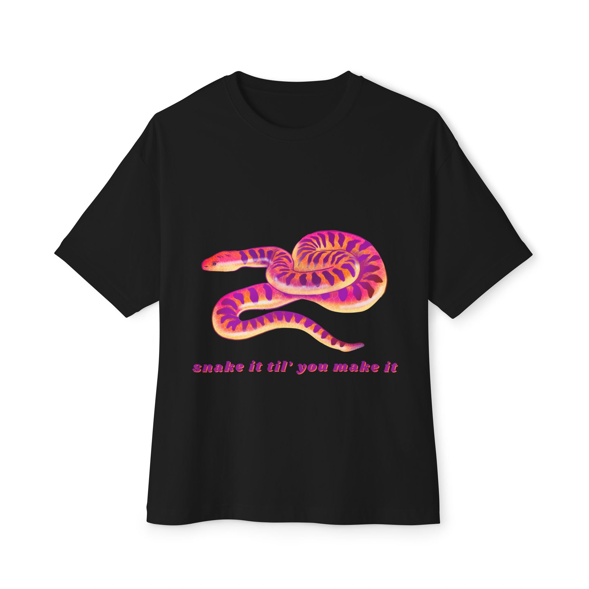 Colorful Snake Graphic Tee | Unisex Oversized Boxy T-Shirt, Casual Wear, Gift for Snake Lovers, Trendy Streetwear, Summer Vibes