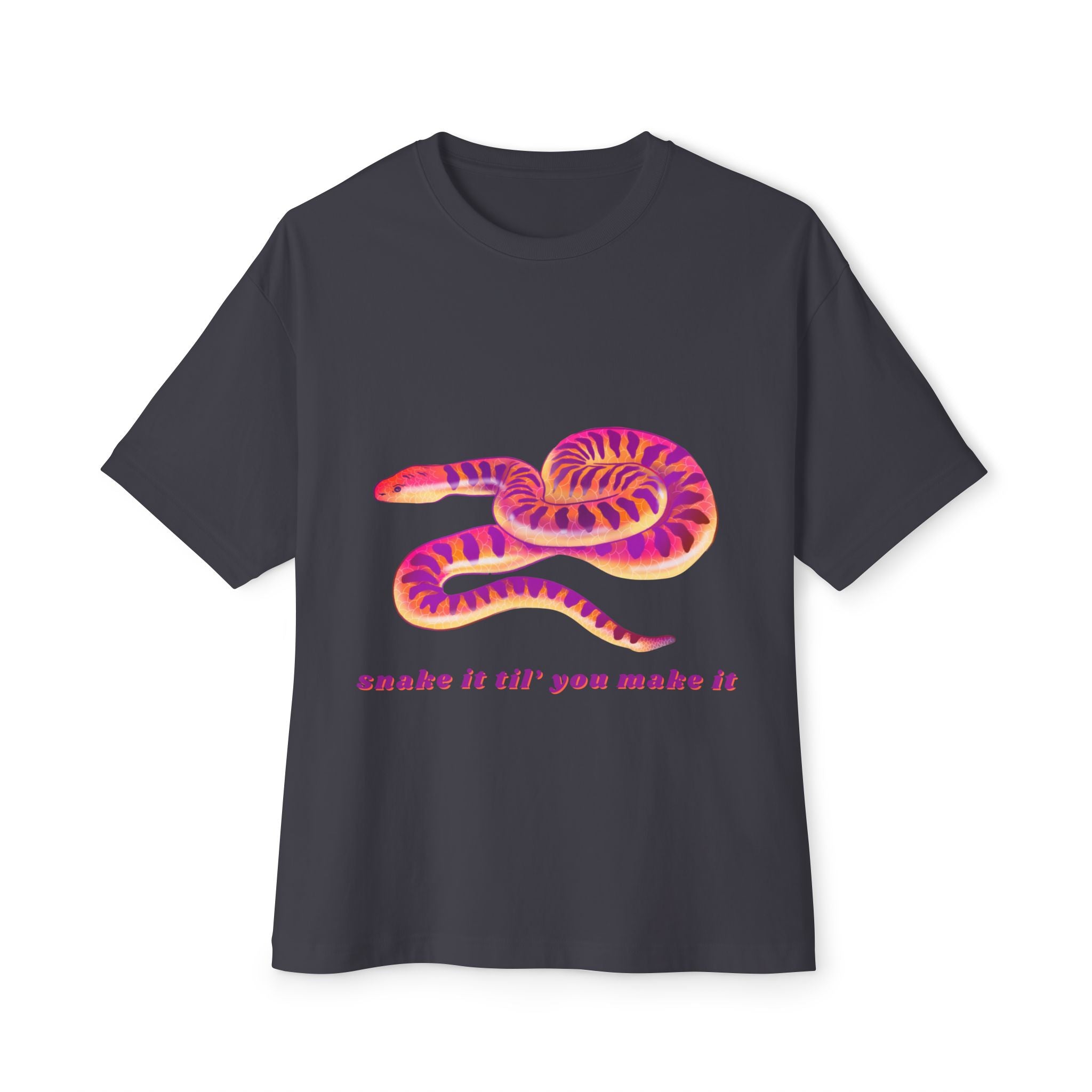 Colorful Snake Graphic Tee | Unisex Oversized Boxy T-Shirt, Casual Wear, Gift for Snake Lovers, Trendy Streetwear, Summer Vibes