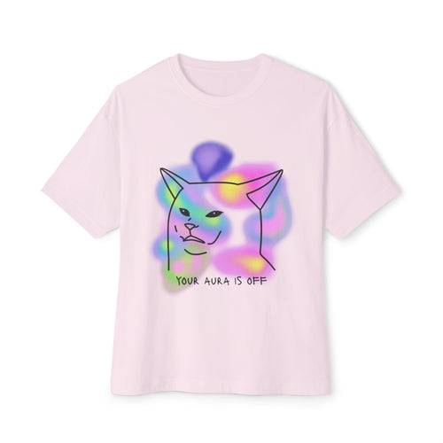 Colorful Cat Aura Graphic Tee - Unisex Oversized Boxy T-Shirt, Fun Gift for Cat Lovers, Casual Wear, Lounge Shirt, Quirky Animal Tee
