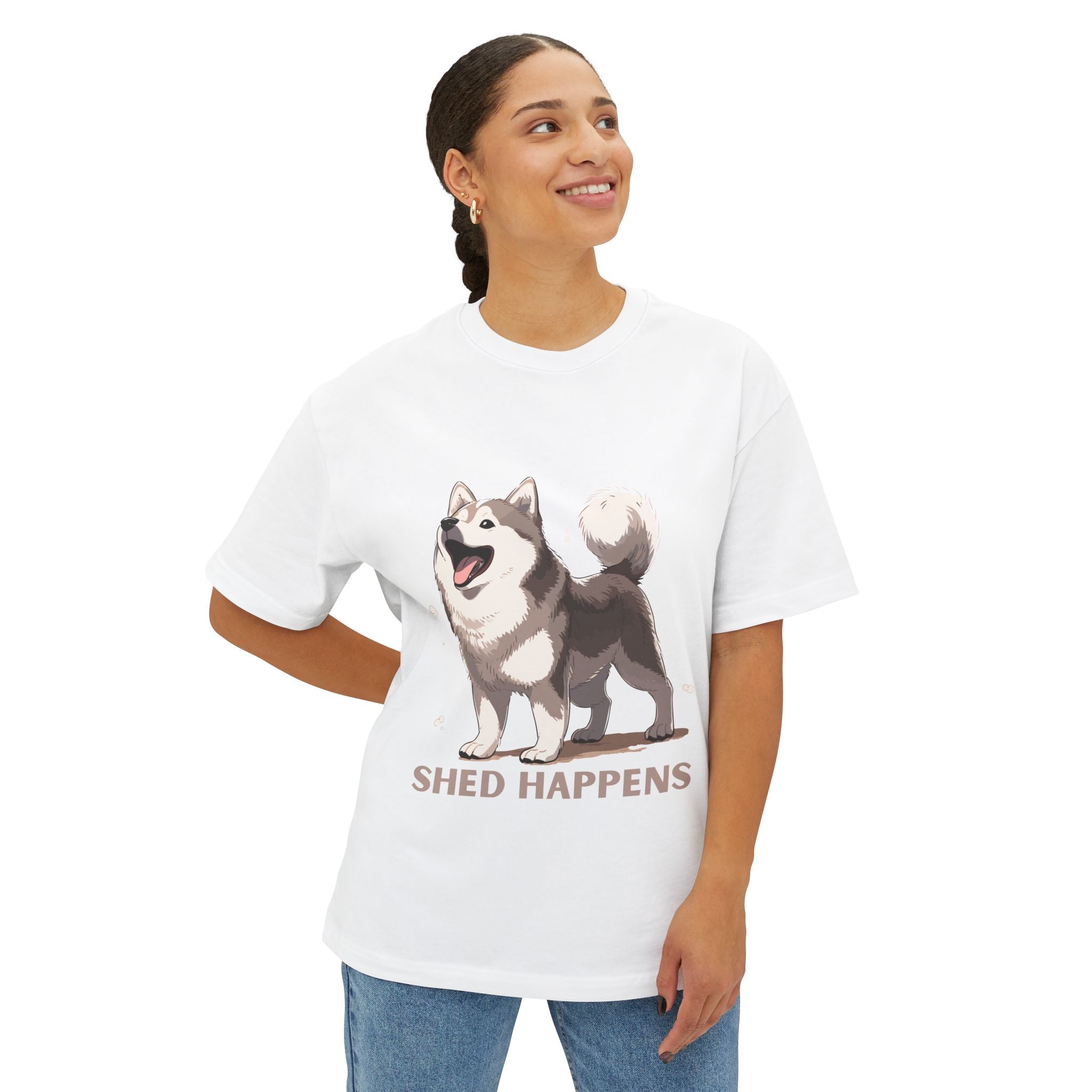 Funny Dog Lover's Unisex Boxy Tee – Shed Happens, Pet Gift, Dog Mom Shirt, Humorous T-Shirt, Oversized Casual Wear