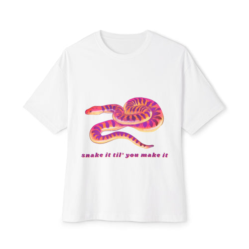 Colorful Snake Graphic Tee | Unisex Oversized Boxy T-Shirt, Casual Wear, Gift for Snake Lovers, Trendy Streetwear, Summer Vibes