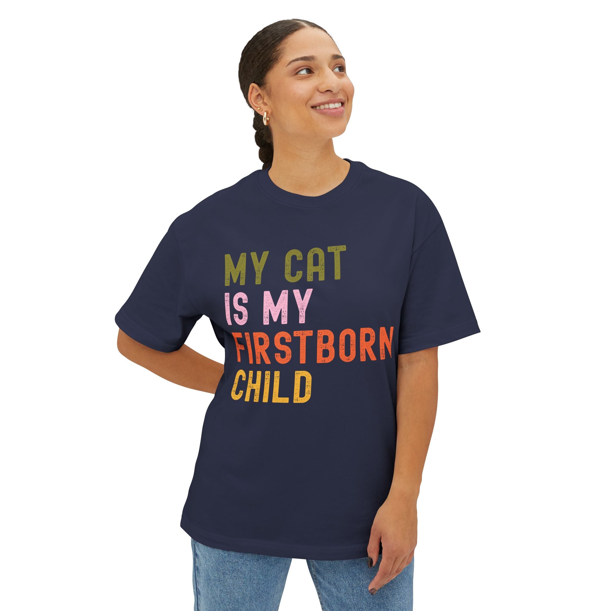 Funny Cat Lover's Unisex Oversized Tee - My Cat Is My Firstborn Child, Gift for Cat Owners, Relaxed Fit T-Shirt, Pet Lover Apparel, [...]