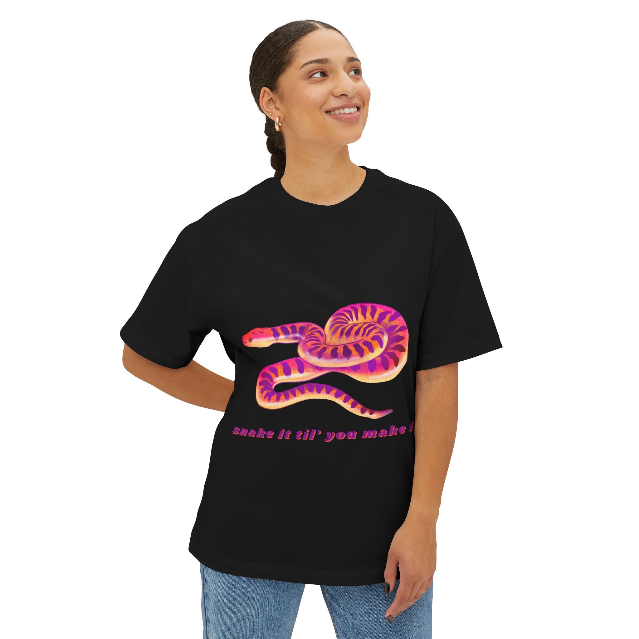 Colorful Snake Graphic Tee | Unisex Oversized Boxy T-Shirt, Casual Wear, Gift for Snake Lovers, Trendy Streetwear, Summer Vibes