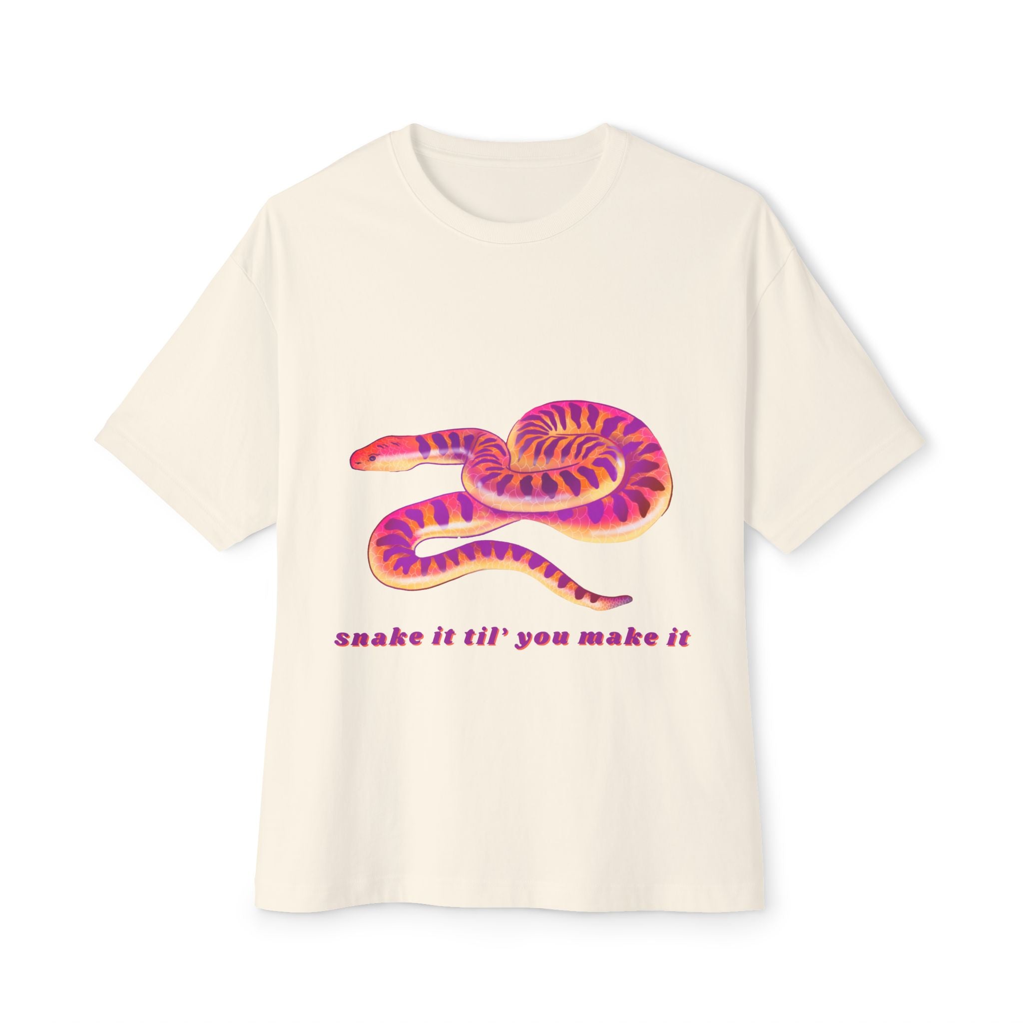 Colorful Snake Graphic Tee | Unisex Oversized Boxy T-Shirt, Casual Wear, Gift for Snake Lovers, Trendy Streetwear, Summer Vibes