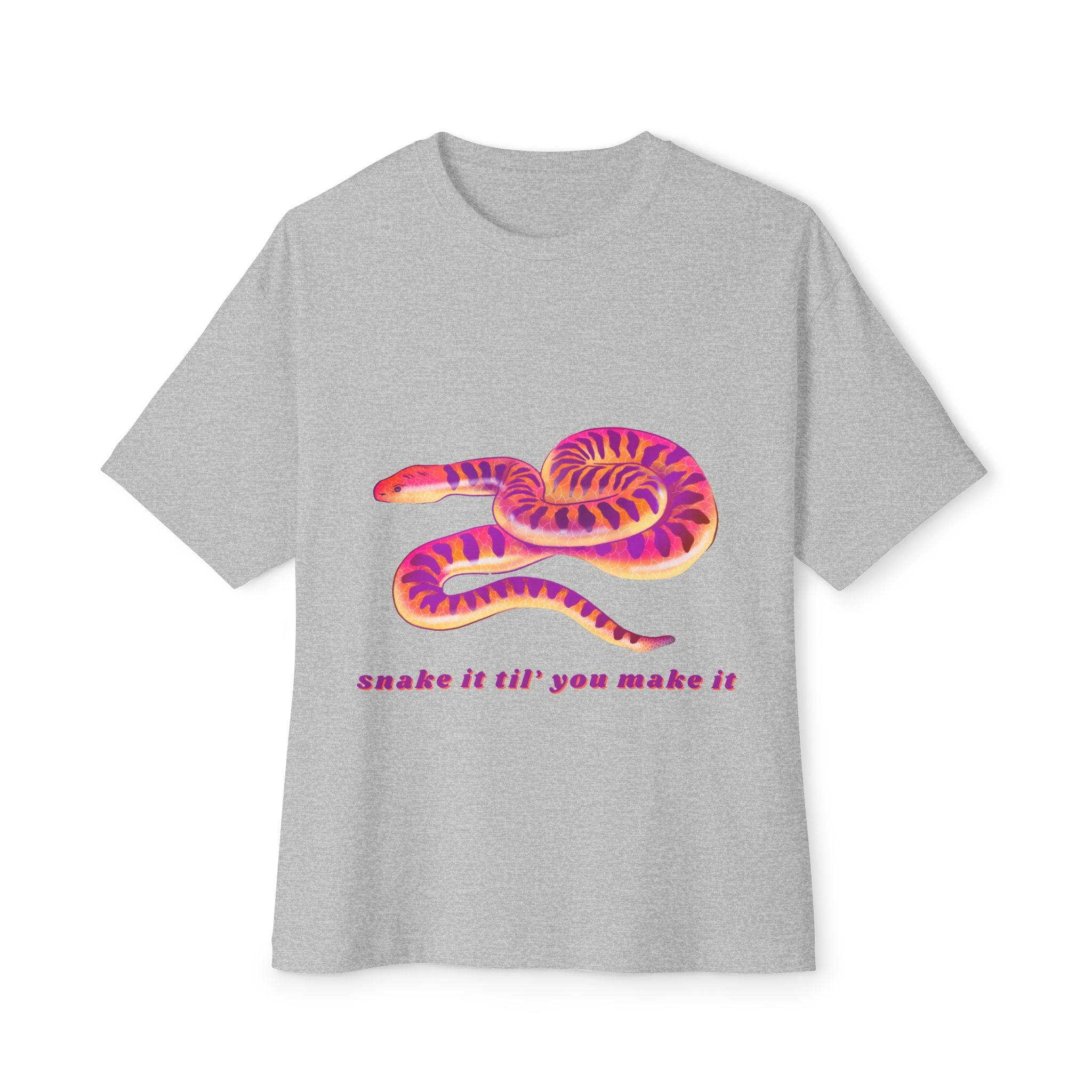 Colorful Snake Graphic Tee | Unisex Oversized Boxy T-Shirt, Casual Wear, Gift for Snake Lovers, Trendy Streetwear, Summer Vibes